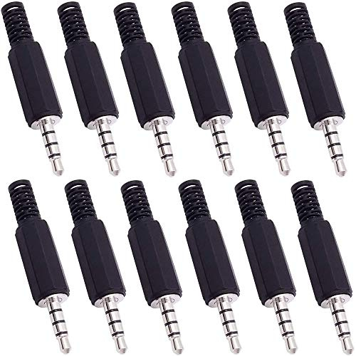 RUNCCI-YUN 12 Pezzi Jack 3,5 Saldare/4 Poli Saldatura/Maschio 3.5 mm Stereo/Audio 3.5mm/Connettore Cuffie Saldatura