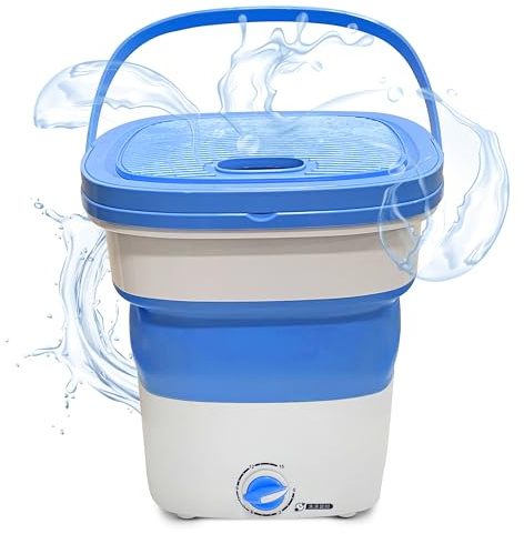 Pyle Portable Mini Washing Machine, Lightweight Collapsible Foldable Bucket Washer for Camping, Travelling, Dorms and Apartments, Compact 1kg Capacity, Blue, Pure Clean PUCWM33