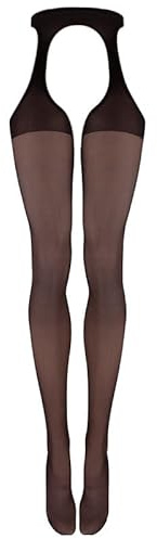 Franzoni Collant Svelatissime 20 Denari, Calze Donna Senza Cavallo Effetto Reggicalze, Collant Nero Sexy Streap Panty, Panty Hose - Made in Italy (Nero, 3)