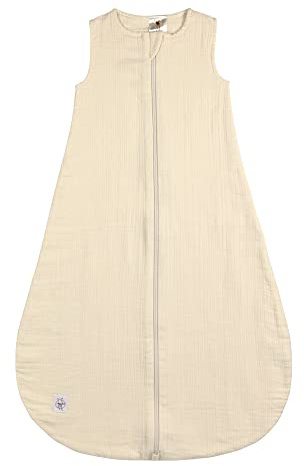 LÄSSIG sommarsovsäck baby, sovsäck små barn, ärmlös bomull, GOTS/Muslin Baby Sleeping Bag, GOTS-certifierad, vanilla, 62/68