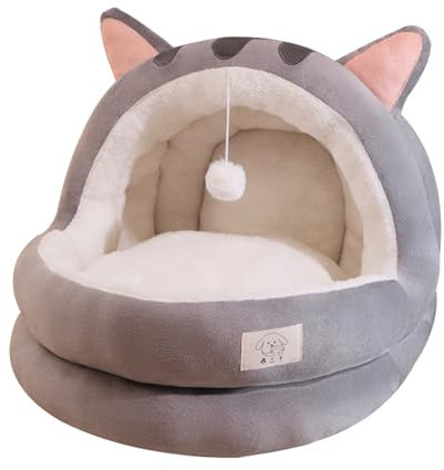 JISADER Lit Douillet pour Chat et Chien Semi-fermé, Maison Confortable avec Coussin épais, Lavable, antidérapant, conçu pour Un Sommeil Profond en Hiver, idéal pour Petits Chiens et Chats.
