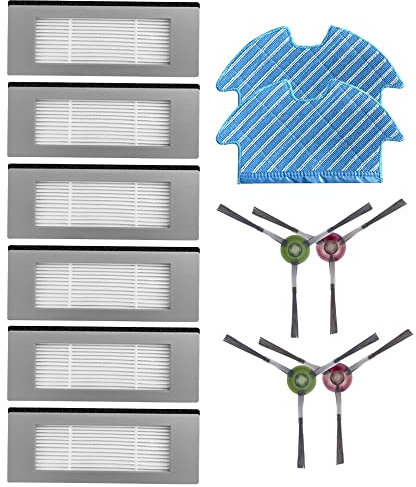 Kliplinc Pack of 12 for Ozmo 900 DN5G Robot Vacuum Cleaner Accessories HEPA Filter Sides Wiper Cloth Kit