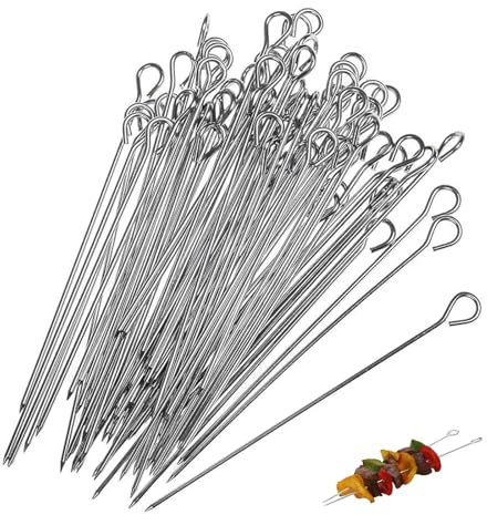Rouladennadeln aus Edelstahl, 50 Stück 15cm Lange Fleischspieße Rostfrei Grillspieße Wiederverwendbar Schaschlikspieße Rouladenspieße für Scharfe Hot Pot Barbecue String