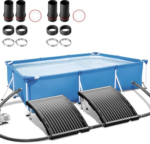 YUENFONG 2 Stück Poolheizung Sonnenkollektor, Solarheizung mit Schlauch, Solarkollektor Heizungen 15L Wasserinhalt, Solar Heizung Solaranlage für Schwimmbad Garten, 111,5 x 65 cm