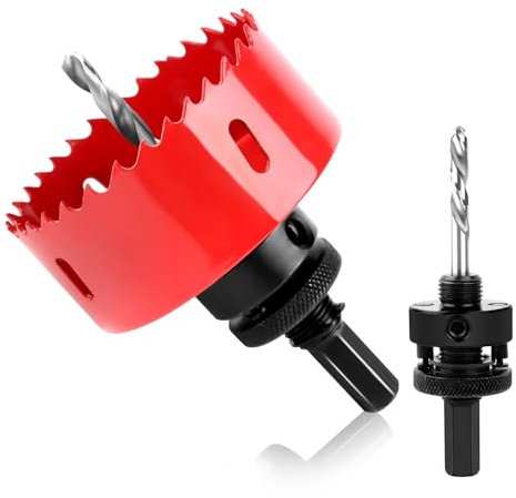 LDERFIV Scie Cloche 80 mm, Universelles Bi-Métal Scie Cloche Bois, Scie Cloche Metal avec Foret de Centrage, Scie Cloche Placo pour Le Placoplâtre, Le Bois, La Construction Sèche et Les Matières Plast