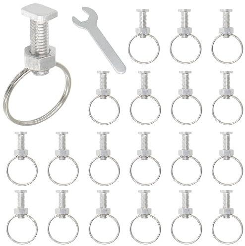 Greenhouse Nuts and Bolts, 20 Sets Aluminium T Head Bolts and Rings Creating Suspension Anchors in Glazed Steel Channels for Plant Clips and Climbing Plants