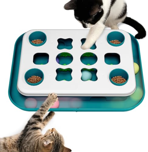 unimaxlink Cat Puzzle Toys for Indoor Cats Intelligence Mind Game Track Balls Kitten Food Puzzles Toy Sensory Activity Enrichment Toys Treat Feeder Entertainment Mental Stimulation Kitty Gift