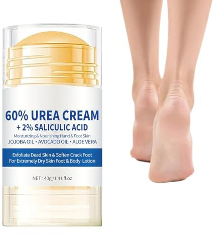 Urea Crema de Pies 60%, 2025 Nueva Crema de Pies para Talones Agrietados y Piel Seca, Loción de Urea para Hidratación Profunda, Quita Callos Nutre Suaviza,40g