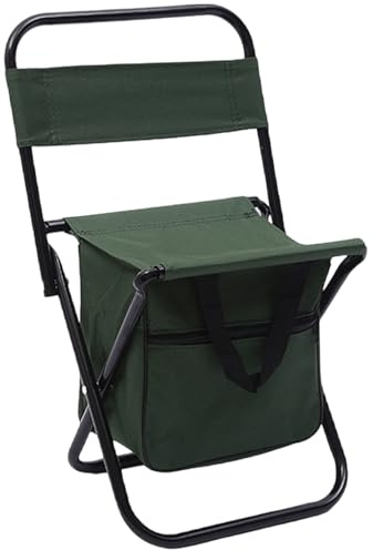 Lawnrden Silla de Pesca Plegable portátil con Bolsa más Fresca, Asiento de Silla Plegable Compacto de fragmento de Respaldo Ligero, Taburete Respaldo al Aire Libre con Mochila para Acampada de Caza