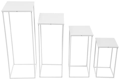 Decorazione per matrimonio, 4 pezzi, supporto per fiori, in metallo, decorazione da tavolo, set completo, 45 cm + 60 cm + 75 cm + 90 cm, colonna di fiori, colore bianco, per feste e casa