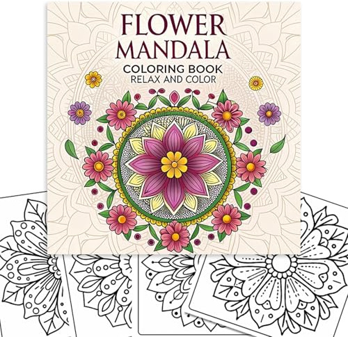 Adult Colouring Books, Mandala Colouring Book for Adults, 24 Pages Stress Relief Colouring Book, Single Sided, Art Therapy Gifts for Women and Men