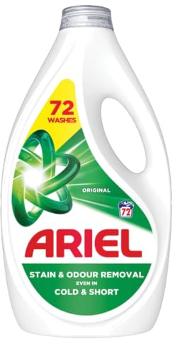Ariel Washing Liquid Laundry Detergent, 72 Washes, Original | 72 Washes, Original, Stain & Odour Removal Even in Cold & Short