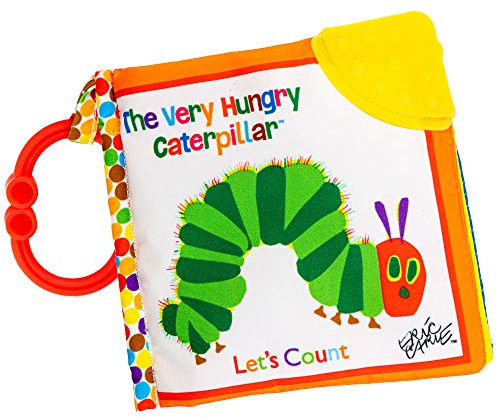 Let's Count Soft Book - World of Eric Carle the Very Hungry Caterpillar Baby on the Go Clip Teething Crinkle Soft Sensory Book for Babies, 5.25x5.25 Inch