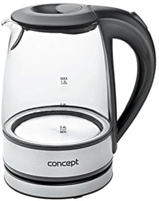 Concept Electrodomésticos RK4900 - Hervidor de agua de cristal de 1,2 l, sin espiral de calefacción, 1630 W, color gris