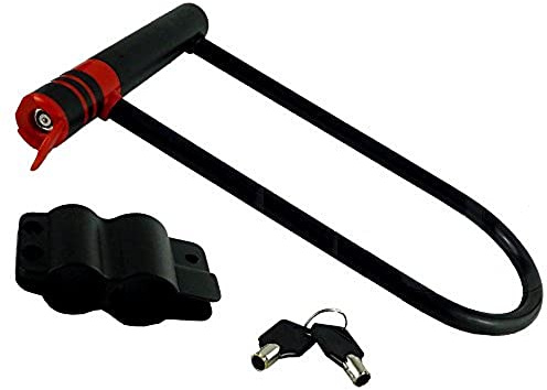 Merriway BH04739, Schwarz Bügelschloss mit Schlüssel und Halterung, 180 x 245 mm