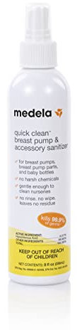 Medela Schnell Clean Milchpumpe und Zubehör, Desinfektionsmittel, sicher ohne Ausspülen, Sterilisator für Milchpumpe, beseitigt 99,9 % der üblichen Bakterien und Keime, 227 ml