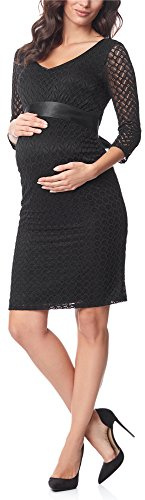 Be Mammy Robe Soirée en Dentelle Grossesse Maternité Allaitement Vêtement BE20-170 (Noir2, XL)