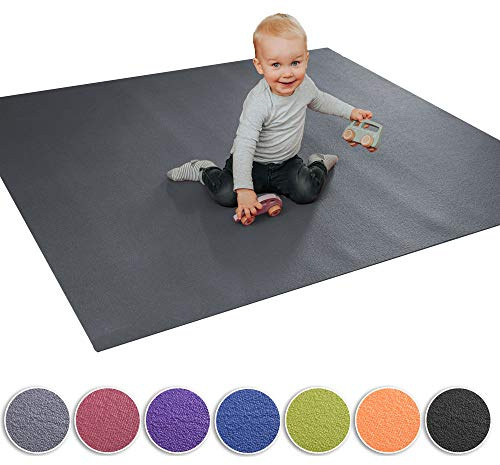 Wunschkind® Krabbelmatte | Krabbelunterlage | Made in Germany | Anti-Rutsch | Öko-Tex 100 | 120x120cm Grau