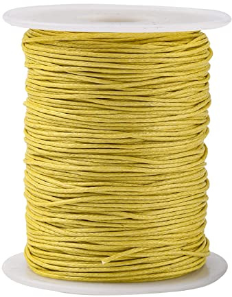 UR URLIFEHALL 100 Yards Yellow 1mm Waxed Cotton Cord Macrame Waxed Beading Thread String for Bracelet Necklace Jewellery Making