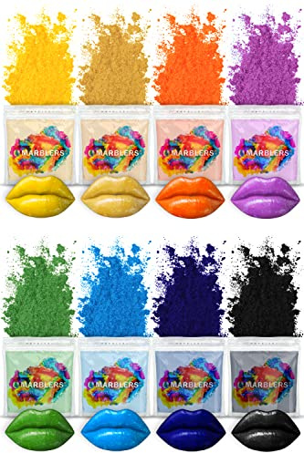 MARBLERS Lip Safe Mica Powder Colorant Set [Party 8 Color Set] | Cosmetic | Epoxy Resin Pigment | Dye | Non-Toxic, Vegan, Cruelty-Free | Lip Gloss, Nails, Body Butter, Bath Bomb, Candle & Soap Making
