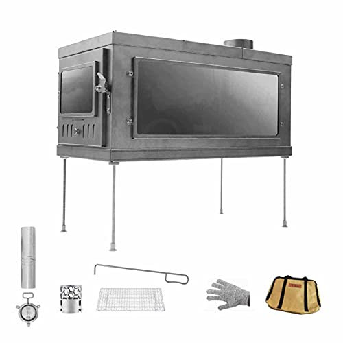 Réchaud de camping en titane ultraléger avec tuyau de 2 m, petit poêle à bois pour camping, chauffage de tente, chasse, cuisine en plein air