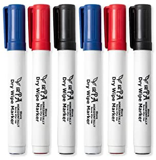 12PA 6 WhiteBoard Pens | Marker Pens | Whiteboard Markers | Dry Wipe Markers | Classroom Essentials for Teachers | Coloured WhiteBoard Pens | White Board Markers Erasable (Pack of 6 Board Pens)