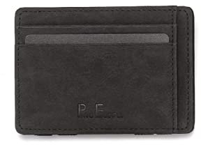 PAVO EQUIPO Magic Wallet | Magic Wallet mit Münzfach | Kartenetui | Wallet mit Geldclip und Münzfach | Geldbörse | RFID Schutz | Mini Portemonnaie | inklusive Geschenkebox (Schwarz)
