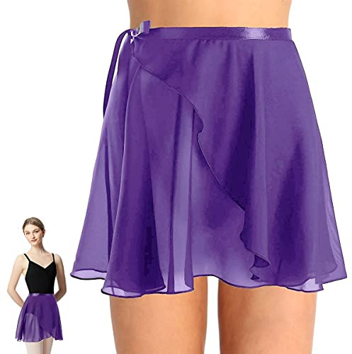 SamHeng Falda de envoltura de ballet femenino, falda de baile de gasa de chicas, faldas ajustables de envoltura gimnasia de skate ballet faldas para adolescentes para adultos adolescentes