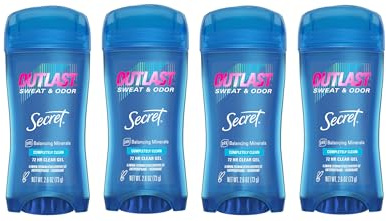 Secret Outlast Clear Gel Antiperspirant Deodorant for Women, Completely Clean, 2.6 oz (Pack of 4)