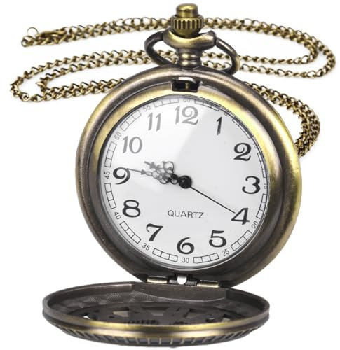 LUCKYKODOR Vintage Retro Quarz Taschenuhr Herren mit Kette Retro Kettenuhr Uhr für Männer Frauen Vater Opa Geburtstag Jahrestag