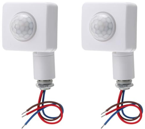 Greluma 2 Pièces Capteur de Mouvement Infrarouge corporel PIR AC 85-265 V (220 V), Plage de détection 12 m à 160 °, Trou de Montage de 10 mm