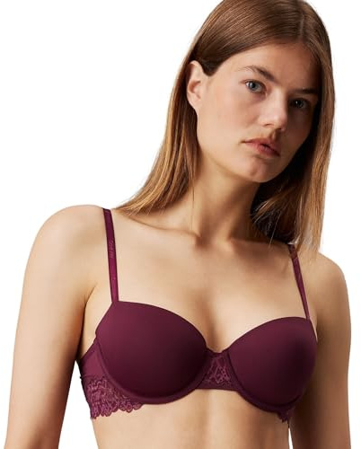 Calvin Klein Donna Reggiseno a Balconcino Lightly Lined Elasticizzato, Rosso (Mauve Wine), 2A