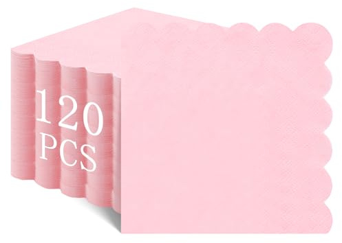 NatNarr 120 Stück Servietten Rosa, Einweg-Partyservietten für Papier Cocktailservietten für Geburtstage, Hochzeiten, Babypartys, Catering, Weihnachten, Valentinstag, 2-lagig, 25 cm