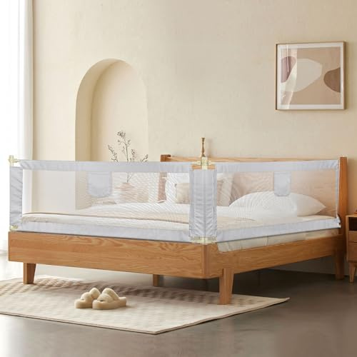 Willonin Sponda per Letto per Bambini, Portatile, per Neonati, Barriera di Sicurezza, Sponda per Letto per Bambini, Binario per Letto per Neonati, Sponda per Letto per Bambini Piccoli (Grigio Chiaro
