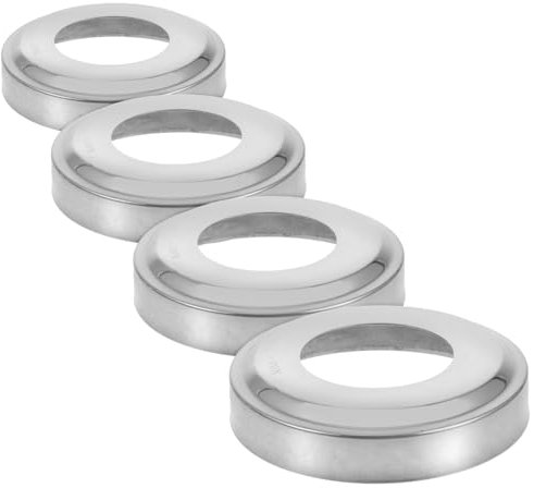 POPETPOP 4pcs Stainless Steel Pool Ladder Handrail Covers Round Base Plate for Inground Pool Replacement Parts