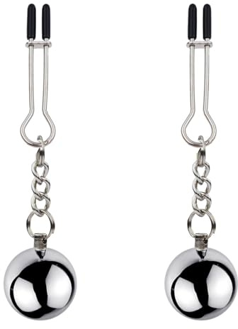 FLYSL Pince Teton Sexuelle avec Chaînette Boules,BDSMs Set Accessoires Hard Coquin pour Jeu de Séduction en Couple,Jouets de Mamelon,Jouet Sexualité Couple (A)