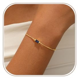 VIROMY Septembre Bracelet De Pierres De Naissance Pour Femmes Bracelet En Or 14k Avec Zirconium Lien vers la boîte Cadeau d'Anniversaire Pour Les Femmes