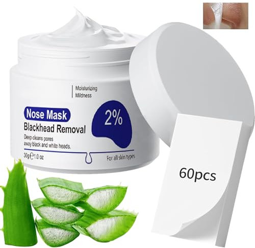 Mitesserentferner-Maske, Nasenpflaster, Peel-Off-Maske, Gesichts-Porenreiniger, Mitesser-Remover-Plaster zur Poren Verkleinern, Gesichtspflege Nose Strips for All Skin Type (30 g)