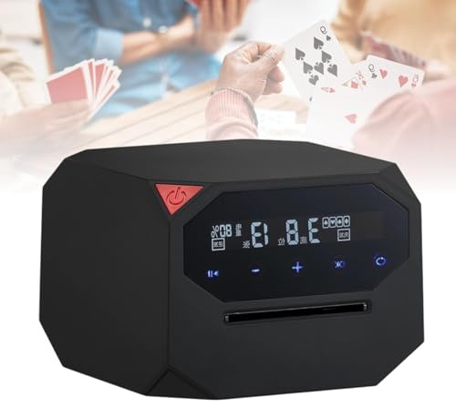 Elektrisk kortblandare och kortdelningsmaskin, 360° eller 180° roterande kortdelningsmaskin, for 1-2 kortlekar, stöd for 8 spelare, bärbar kortblandare for poker, blackjack, UNO, Texas Hold'em(Black)