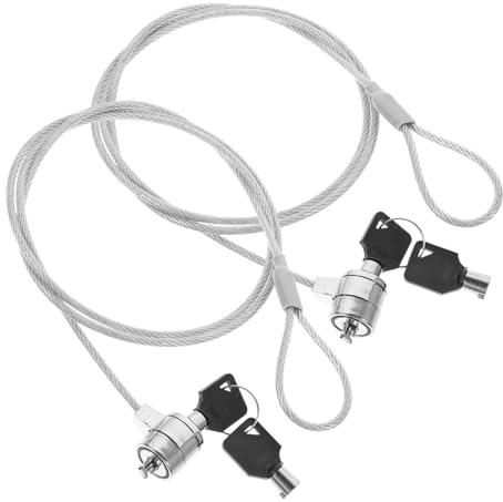 Hoement Sets de Cadenas Portables à Clé Câble Antivol Flexible et Facile à Utiliser en Alliage Lot de 2 pour Sécuriser Vos Appareils Informatiques pour Ordinateur Portable