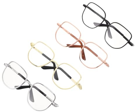 Beaupretty 4pcs Mini Doll Wire Glasses with Clear Square Lenses and Metal Frames Decorative Eyewear for Doll Dress Up Dollhouse Crafts Pet Costumes and Photography Accessories