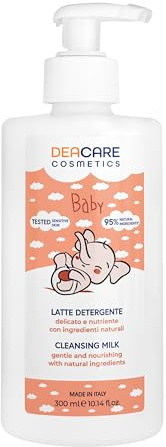 Deacare Baby LATTE DETERGENTE, Fluido Idratante Corpo Viso Neonati e Bambini, Ingredienti Naturali di Origine Vegetale, Delicato e Nutriente, Dermatologicamente Testato Pelli Sensibili - 300ml
