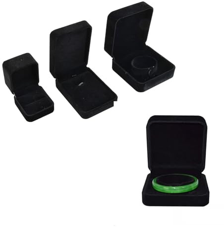 Astralong 3 Pezzi Scatole Portagioie in Velluto, Scatola Anelli, Collane, Braccialetti, Scatoline Porta Gioielli per Proposta Matrimonio Amante Anniversario, Nero