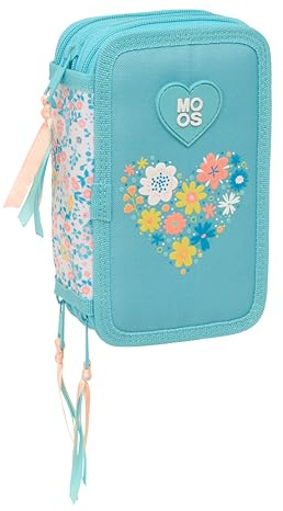 Moos Fiori Trousse Scolaire avec 37 Outils Inclus, Trousse pour Enfant, idéale pour Enfants de 5 à 14 Ans, Confortable et Polyvalente, qualité et résistance, 12,5 x 5,5 x 19,5 cm