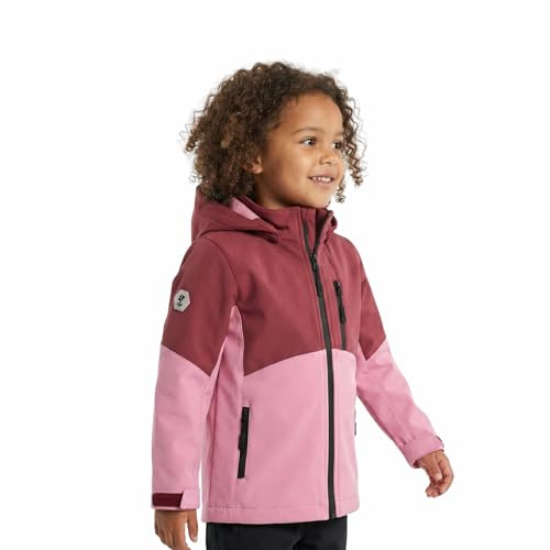 La-haut kids Giacca softshell con cappuccio per bambini e ragazzi, fodera in pile. Materiale impermeabile 5000 mm senza PFC minimizzato dall'inquinamento., Rosa, 8-9 Anni