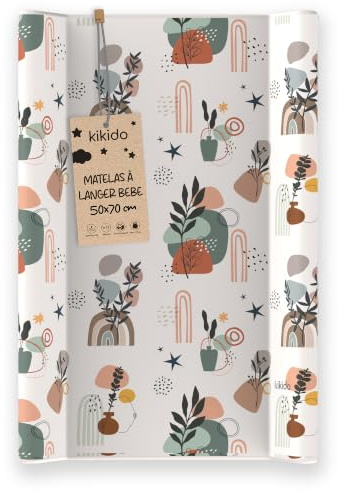 Kikido Cambiador Bebe 50x70 cm - Naturaleza - Colchoneta Cambiador Bebé Impermeable con Bordes - Colchón Cambiadores para Cómodas, Mesas y Viajes - Medida Universal 70x50