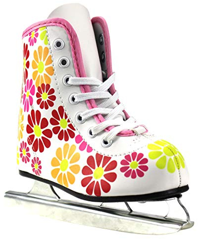American Athletic Shoe Girl's Little Rocket Double Runner Ice Skates, White, 13