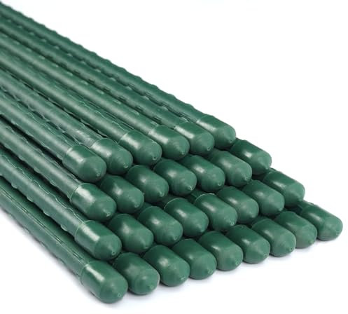 TINGYUAN Garden Stakes 55 Inches Steel Plant Stakes Tomato Stakes Garden Poles Pack of 25