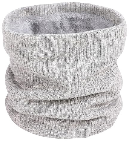 I Kua Fly Cache Cou Homme et Femme Tour de Cou Hiver Chaud Tricot Écharpe Polaire Neck Warmer Foulard Ronde Moto Ski Cyclisme Sports(Gris Clair)