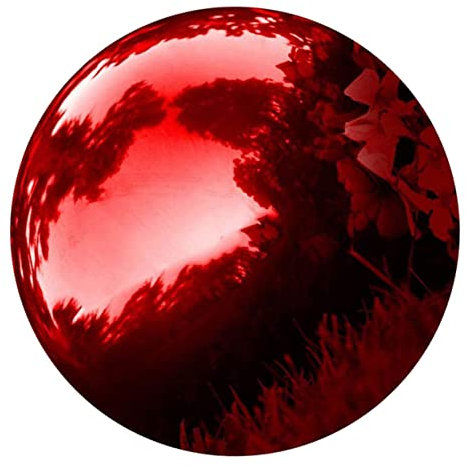 Yardenfun Gartenkugel Edelstahl Reflektierende Kugel Rot Polierte Kristallkugel 150mm für Innen und Außendekoration Gartendekor Wetterfest Moderne Dekoration für Garten Terrasse